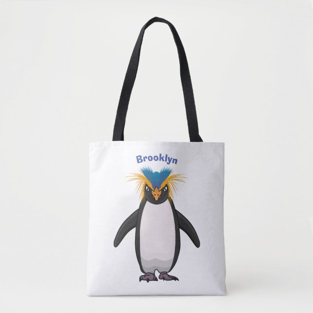 Tote Bag Illustration de manchot macaroni mignon de style c (Devant)