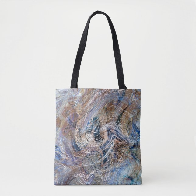 Tote Bag Illustration de marbrage gris bleu (Devant)