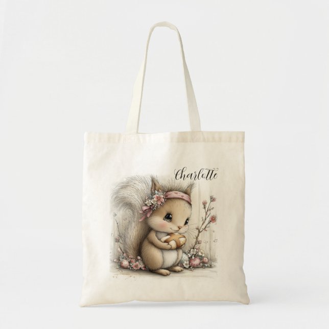 Tote Bag Illustration de mignon écureuil de Pâques (Devant)