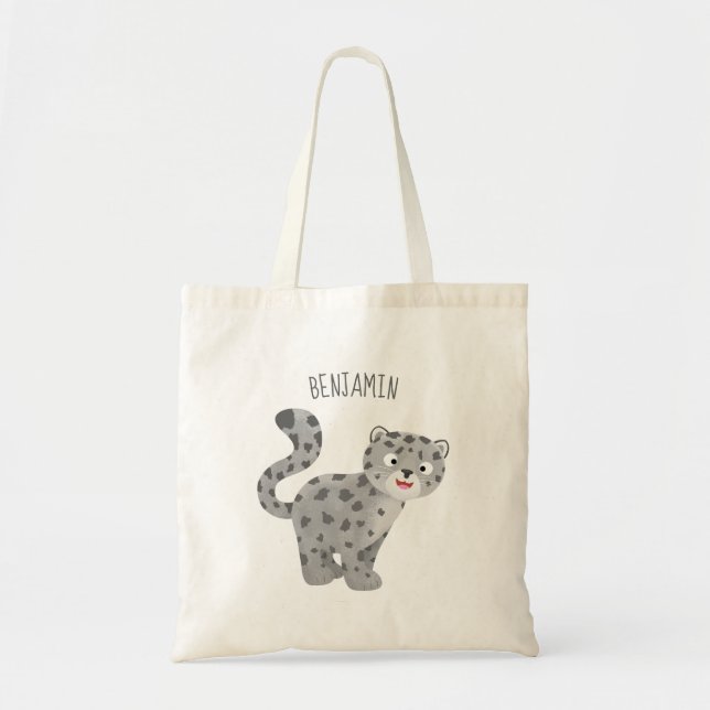 Tote Bag Illustration de mignon léopard des neiges (Devant)