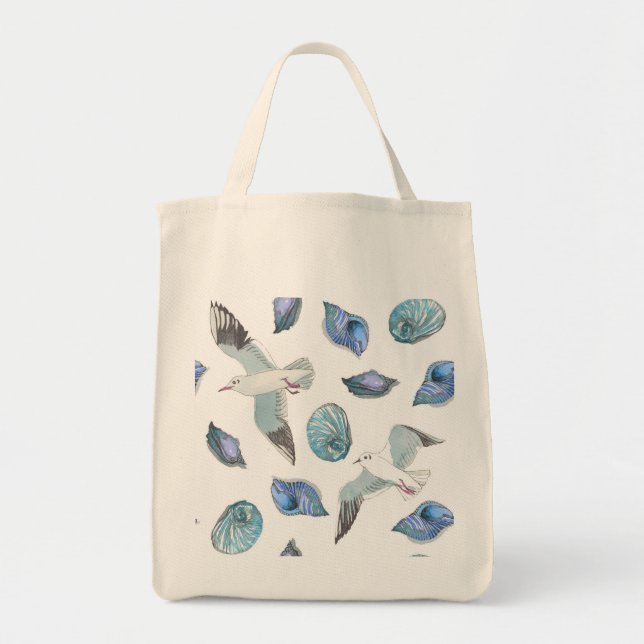 Tote Bag Illustration de mouettes et coquilles super mignon (Devant)
