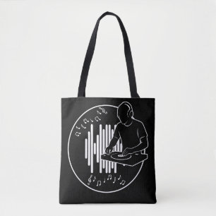Tote Bag Illustration de musique de DJ en noir et blanc