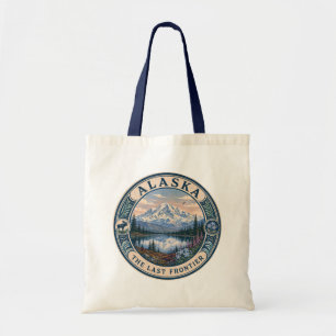 Tote Bag Illustration de paysage d'Alaska Badge d'art de vo