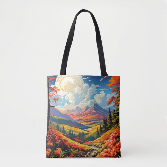 Tote Bag Illustration de paysage de campagne (Devant)