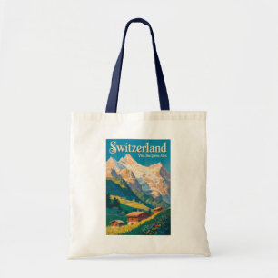 Tote Bag Illustration de paysage suisse Art de voyage