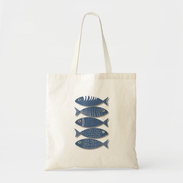 Tote Bag Illustration de poisson bleu moderne Abstrait Côté (Devant)