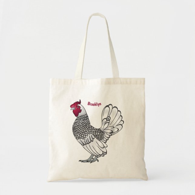 Tote Bag Illustration de poulet Sebright (Devant)