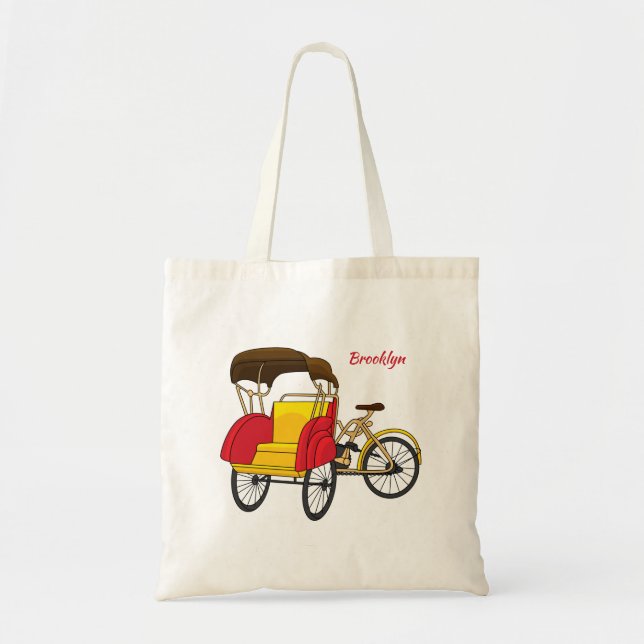 Tote Bag Illustration de pousse-pousse pédicab (Devant)