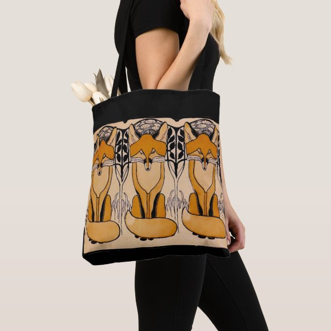 Tote Bag Illustration de renards Art Nouveau | Faune forest (De près)