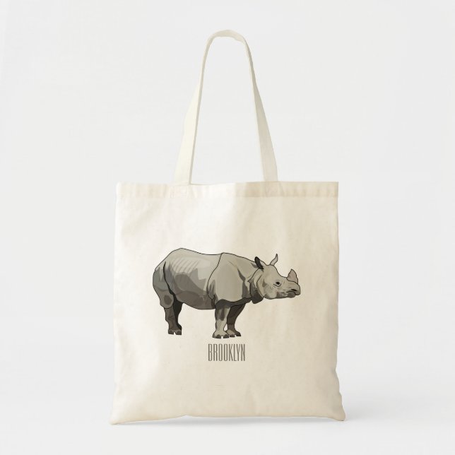 Tote Bag illustration de rhinocéros de Java de dessin animé (Devant)