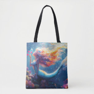 Tote Bag Illustration de sirène sous-marine colorée