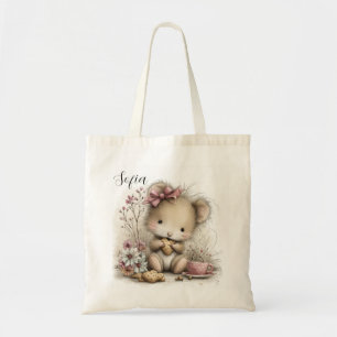 Tote Bag Illustration de souris mignonne adorant les cookie