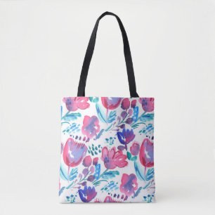 Tote Bag illustration de style boho floral rustique dessiné
