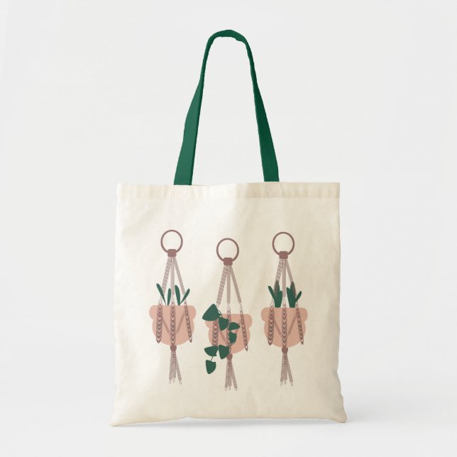 Tote Bag Illustration de suspension en macramé de plantes t (Devant)