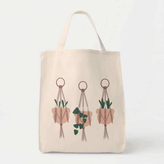 Tote Bag Illustration de suspension en macramé de plantes t (Devant)