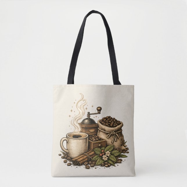 Tote Bag Illustration de tasse à café vintage (Devant)