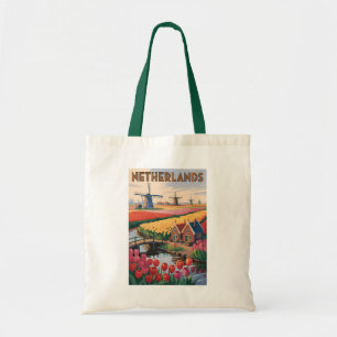 Tote Bag Illustration de tulipes des Pays-Bas Art de voyage