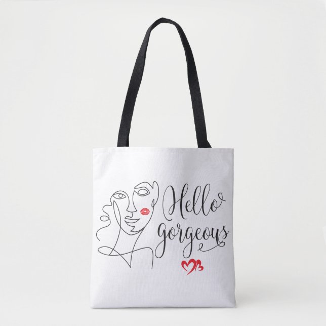 Tote Bag Illustration de visage magnifique Hello Gorgeous  (Devant)