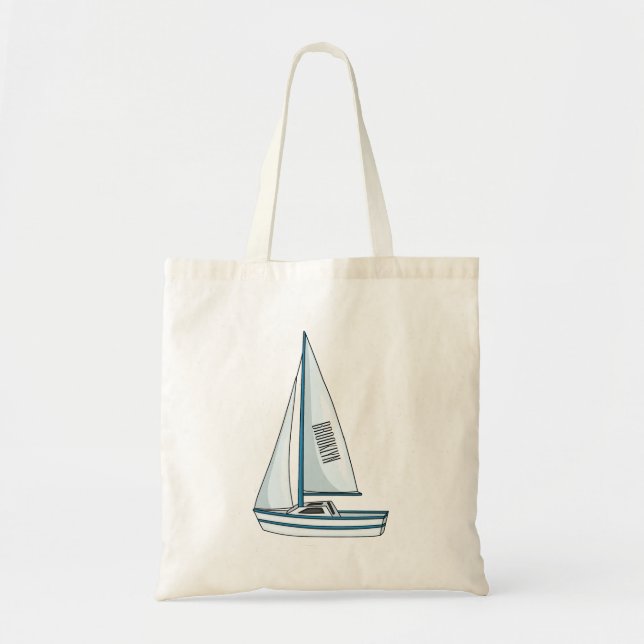 Tote Bag Illustration de voilier (Devant)