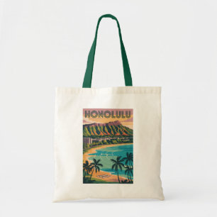 Tote Bag Illustration de voyage d'art vintage Honolulu Hawa
