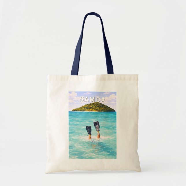 Tote Bag Illustration de voyage d'art vintage Samoa (Devant)
