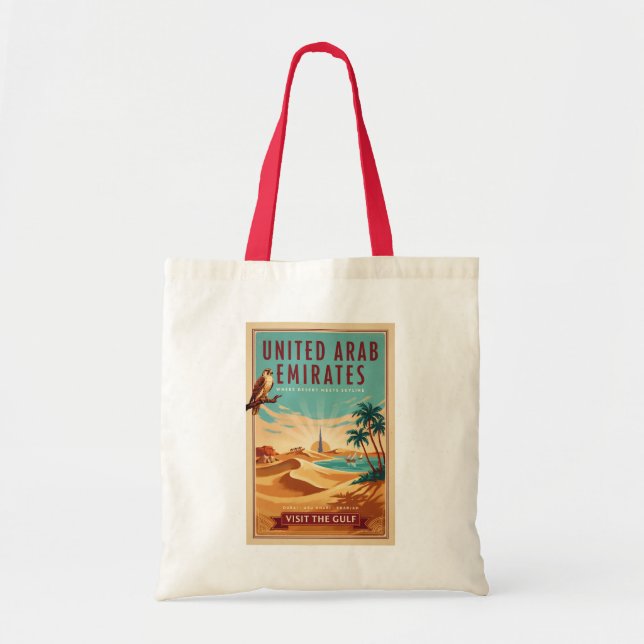Tote Bag Illustration de voyage de faucon de désert de Duba (Devant)