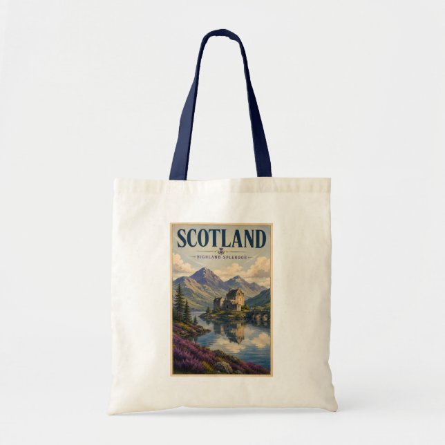 Tote Bag Illustration de voyage des Highlands écossais (Devant)