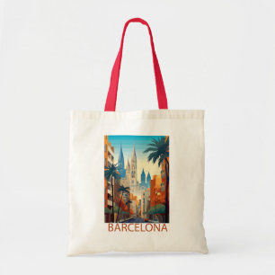 Tote Bag Illustration de voyage rétro de Barcelone
