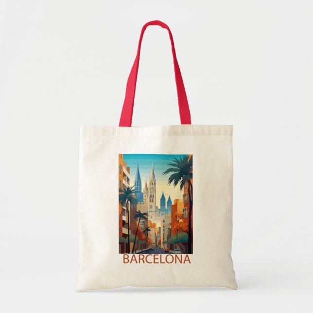 Tote Bag Illustration de voyage rétro de Barcelone (Devant)