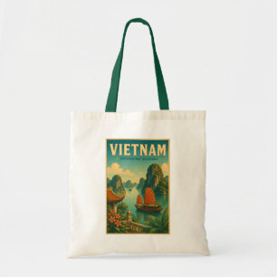 Tote Bag Illustration de voyage rétro de la baie d'Ha Long 