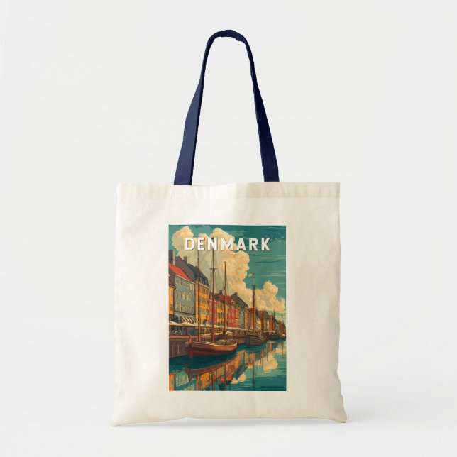Tote Bag Illustration de voyage vintage Danemark (Devant)