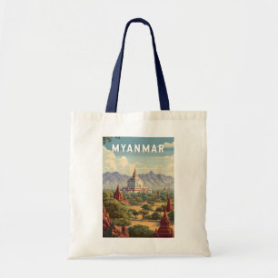 Tote Bag Illustration de voyage vintage sur le Myanmar