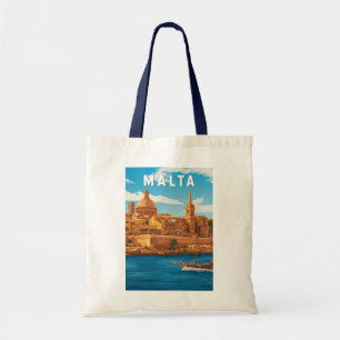 Tote Bag Illustration de voyage vintage sur Malte Art