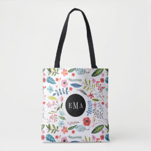 Tote Bag Illustration d'éléments floraux aquarelle