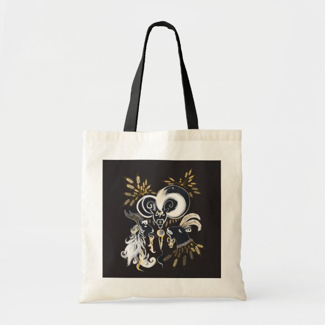 Tote Bag Illustration d'encre de chèvre noire et blanche (Devant)