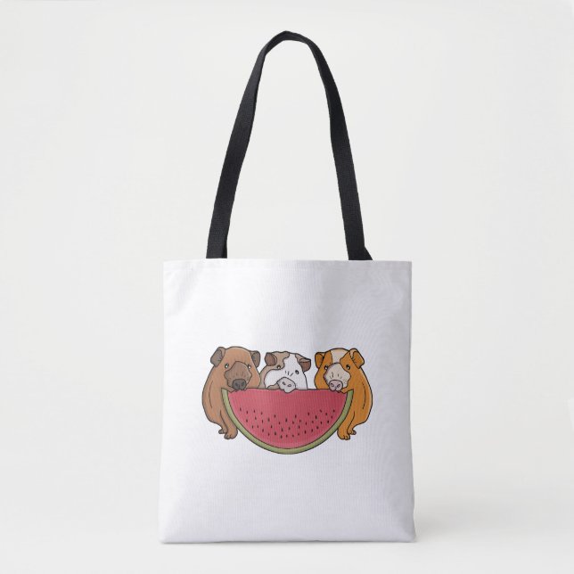 Tote Bag Illustration des Cochons de Guinée et de la pastèq (Devant)
