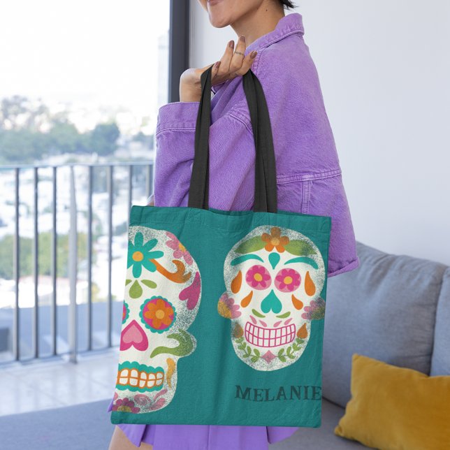 Tote Bag Illustration des crânes de sucre personnalisées (Créateur téléchargé)