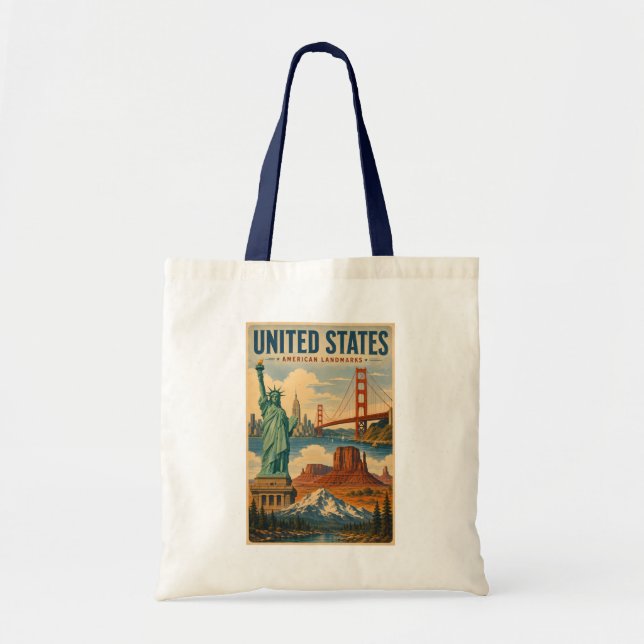 Tote Bag Illustration des monuments américains des États-Un (Devant)