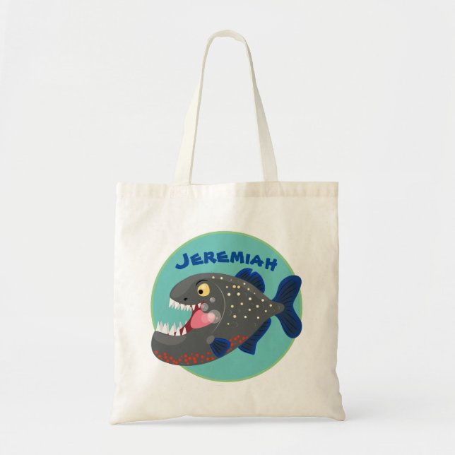 Tote Bag Illustration drôle de piranha affamée (Devant)