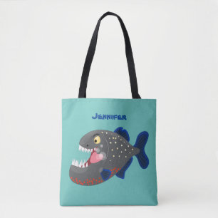 Tote Bag Illustration drôle de piranha affamée
