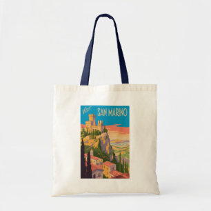 Tote Bag Illustration du château de Saint-Marin Art de voya