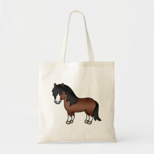 Tote Bag Illustration du dessin animé Brown Shetland Pony C