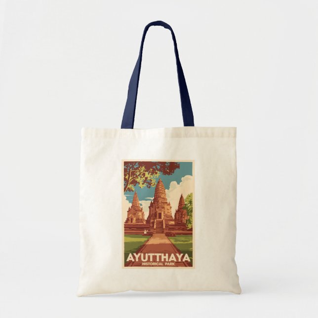 Tote Bag Illustration du parc historique d'Ayutthaya Art de (Devant)