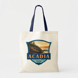 Tote Bag Illustration du parc national Acadia Insigne rétro