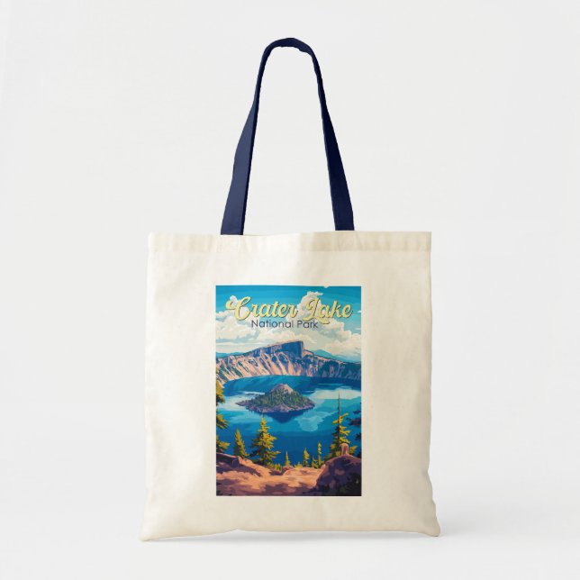 Tote Bag Illustration du parc national Crater Lake Art de v (Devant)