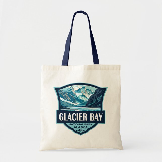 Tote Bag Illustration du parc national de Glacier Bay Retro (Devant)