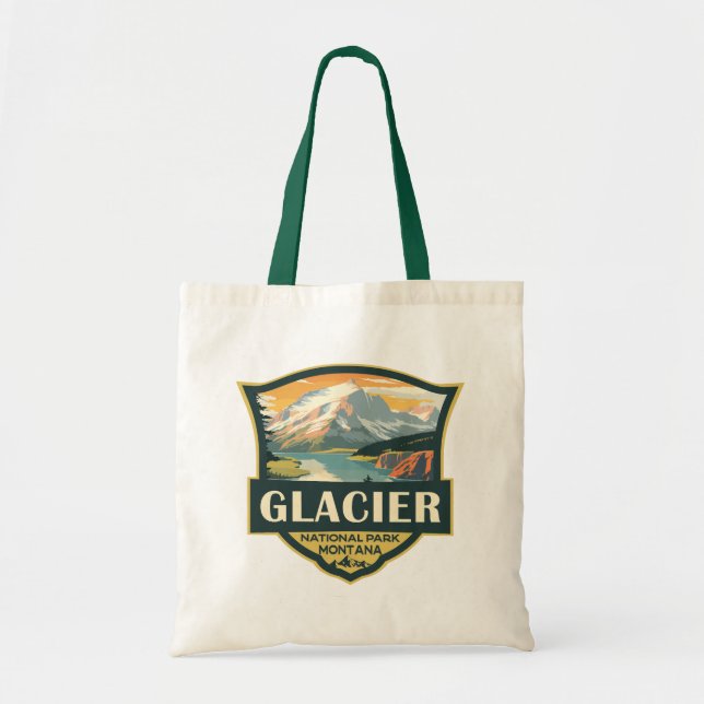 Tote Bag Illustration du parc national Glacier Voyage Vinta (Devant)