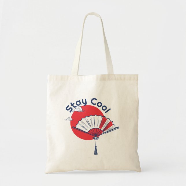 Tote Bag Illustration du ventilateur Cool | Texte personnal (Devant)