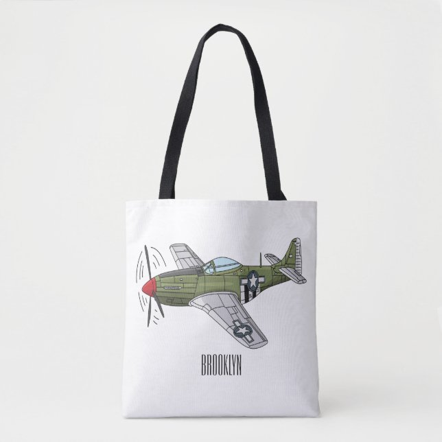 Tote Bag Illustration d'un avion militaire (Devant)