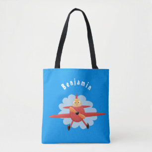 Tote Bag Illustration d'un avion rouge volant mignon